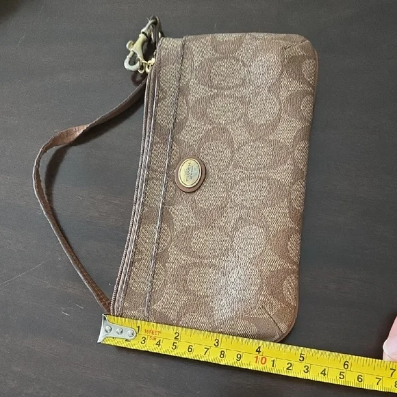 Coach Signature Tan Wristlet - Picture 3 of 15